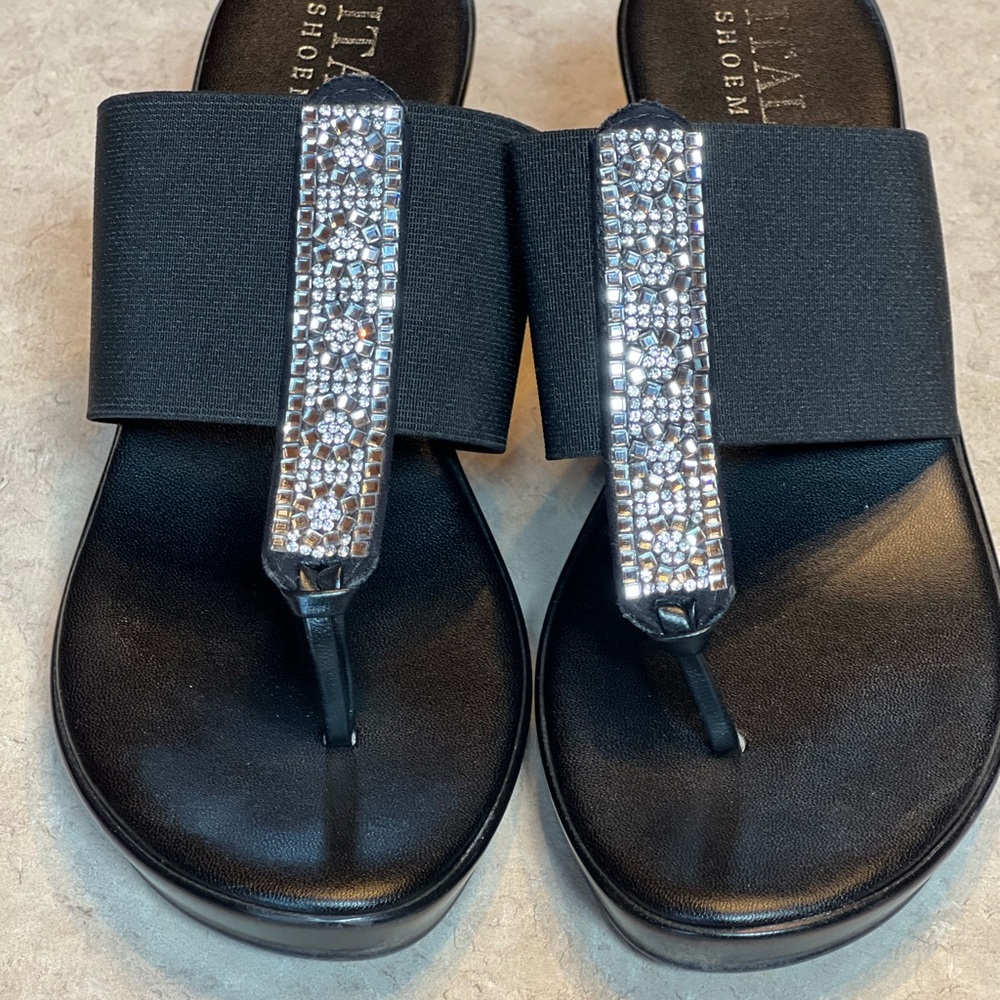 Bling wedge flip flops